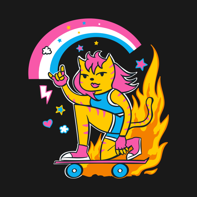 Very Cool Skater Cat Girl by Marina BH