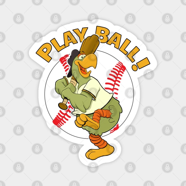 Play Ball! Pirate Baseball Mascot Pirate Parrot Magnet by GAMAS Threads