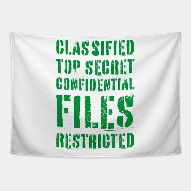 Classified Files Typography Stack (Green) Tapestry by John Uttley