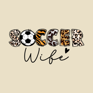 Soccer Wife, Cute Leopard Print Soccer Sports Women Mother's Day 2023 Gift T-Shirt