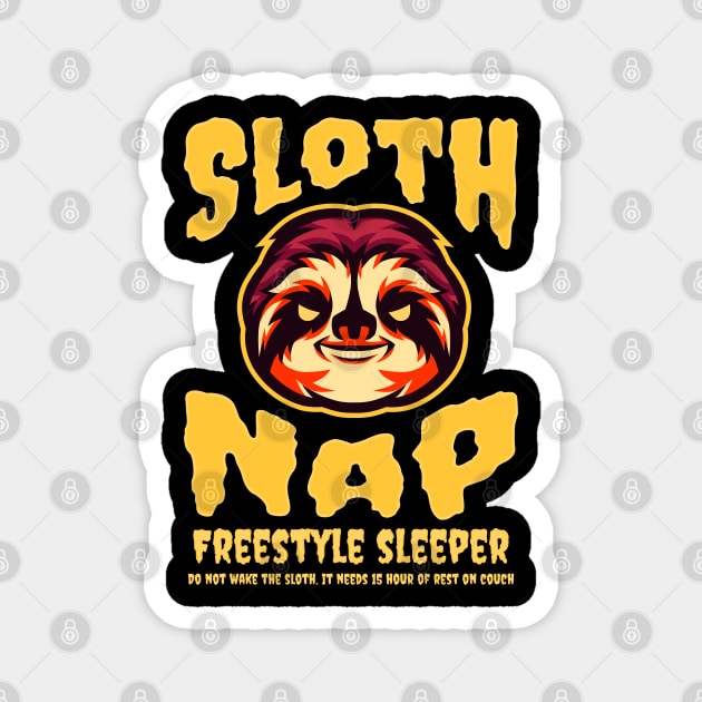 Sloth Nap. Freestyle Sleeper. Spooky Funny Sloth Gift Magnet by vystudio