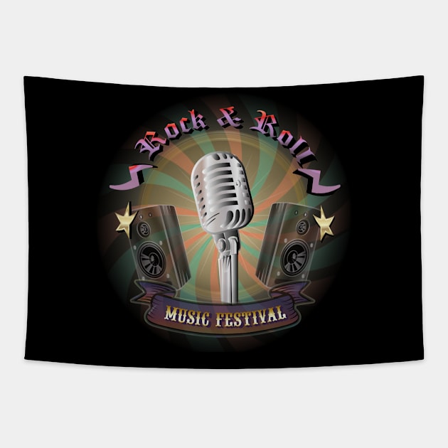 Rock And Roll Music Festival Tapestry by iZiets