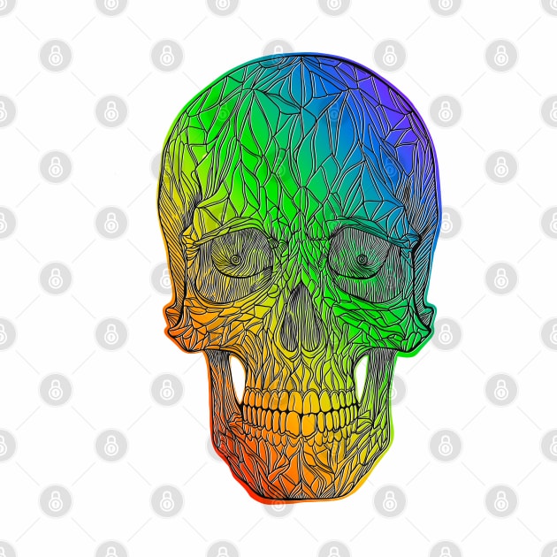 Stained glass skull - rainbow version by DaveDanchuk