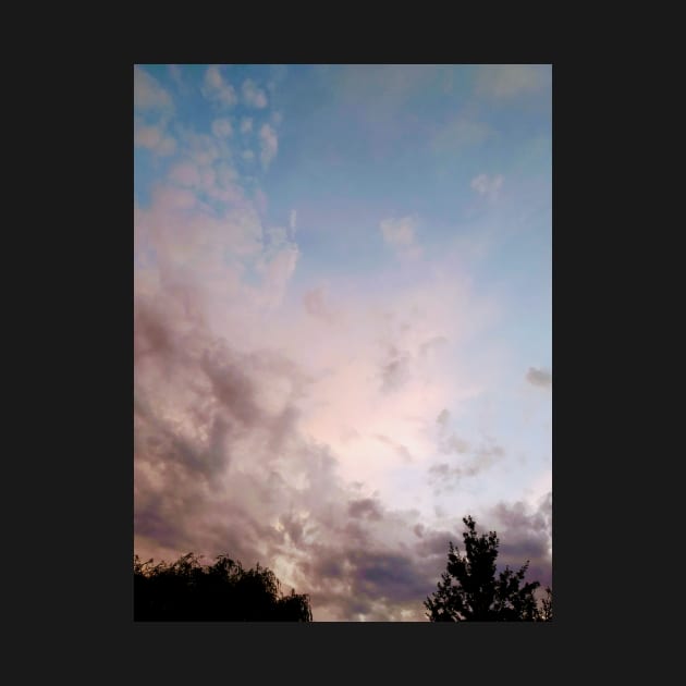 Pink Blue Grey Sky Hometown Clouds Trees And Sky by Nevervand