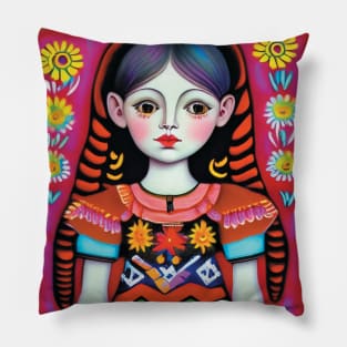 Beautiful girl with flowers Pillow