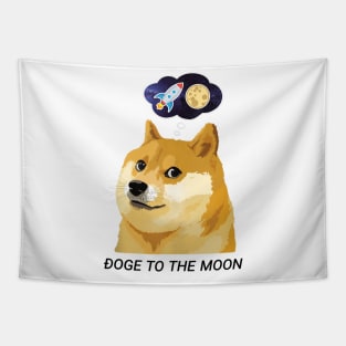 Doge To The Moon Funny Crypto Tapestry