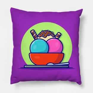 Ice Cream Scoop Cartoon Vector Icon Illustration (2) Pillow