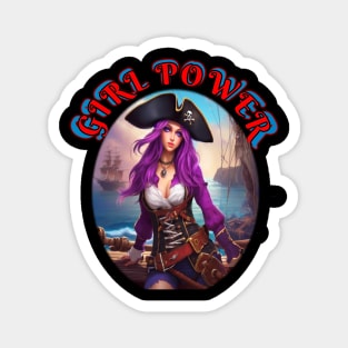 Girl power purple pirate wench Magnet