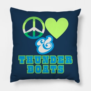 Peace, Love & Thunderboats  - Pacific Northwest Retro Pop Electric Green Style Pillow