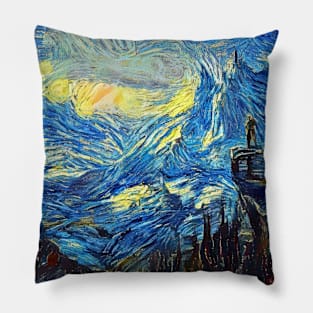 Skyrim Wallpaper Starry Night Pillow