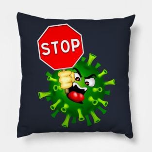 Coronavirus Covid19 Evil Character with Stop Panel Pillow