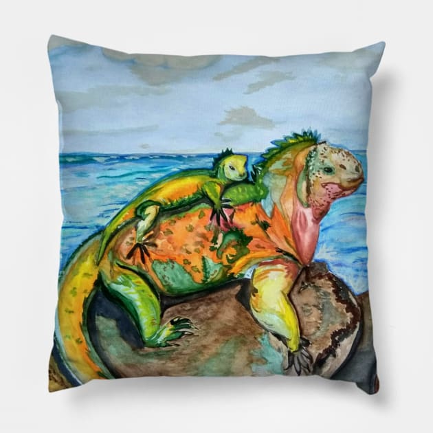 Iguana Pillow by mariasibireva