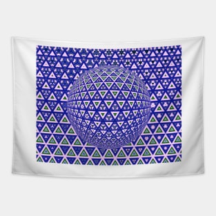 vivid purple triangular design over a 3D sphere Tapestry