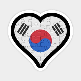 South Korean Jigsaw Puzzle Heart Design - Gift for South Korean With South Korea Roots Magnet