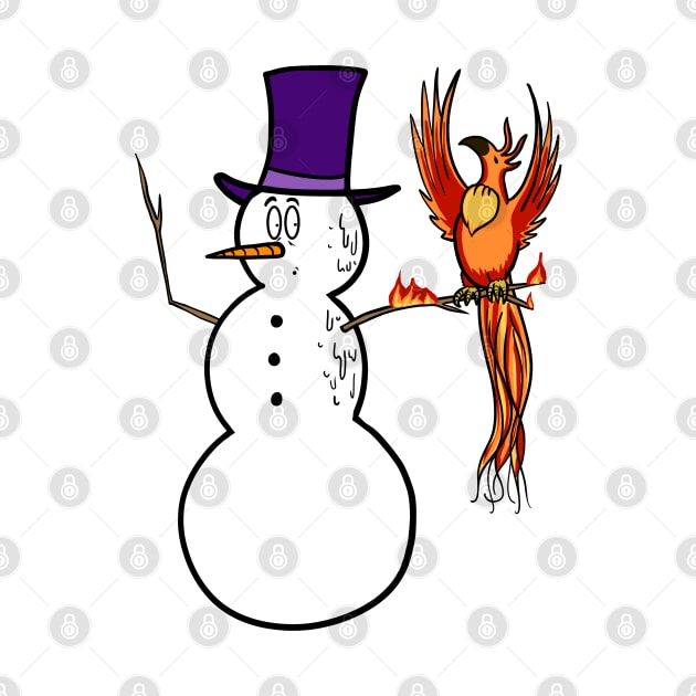 The Snowman and the Phoenix, Phoenix on Fire, Melting Snowman by Art from the Machine