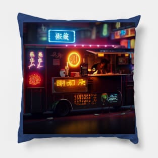 Cyberpunk Tokyo Ramen Food Truck Pillow