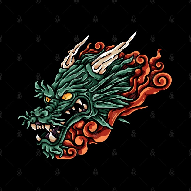 Asian Dragon Head by andhiika