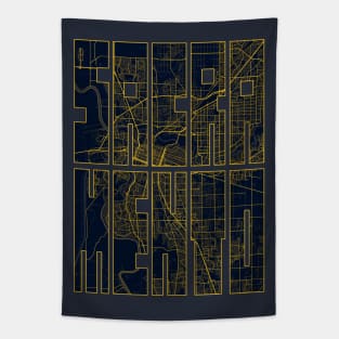 Sacramento, USA City Map Typography - Gold Art Deco Tapestry