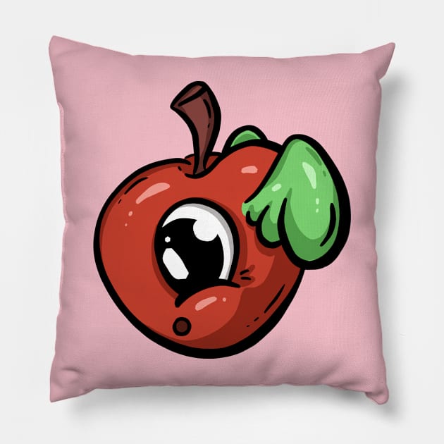 Cute Flying Cherry Cartoon Illustration Pillow by Squeeb Creative