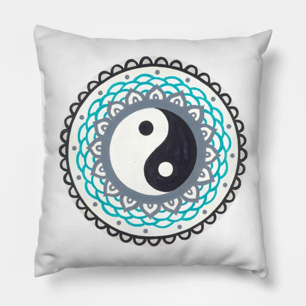 Mandala Yin and Yang, variant 1 Pillow by Kunst und Kreatives