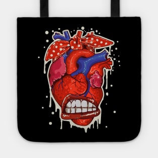 Classic Heart Ribbon Messy Bun Valentine's Day Tote