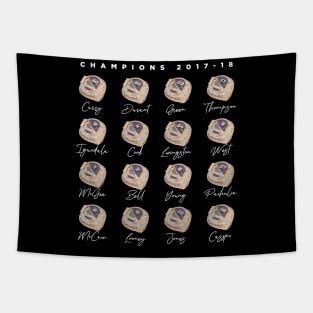 GSW Golden State Warriors Championship Rings 2017-2018 Season Basketball Vector Tapestry