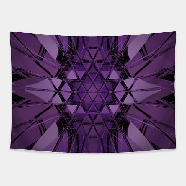 Purple Geometric Stained Glass Window Tapestry by Moon Art