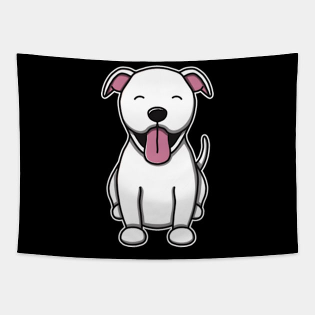 White Pitbull Tapestry by Lonacrumton