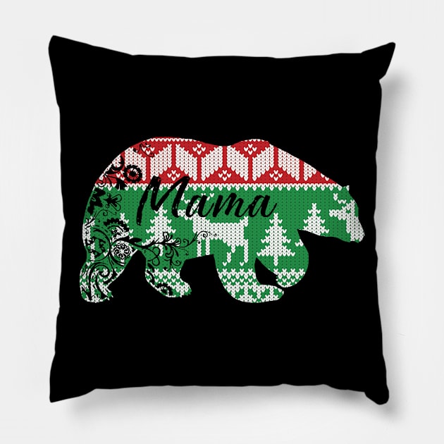 Merry Christmas mama bear Pillow by clownverty