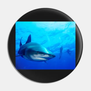 Close Shark with Scuba Diver Pin