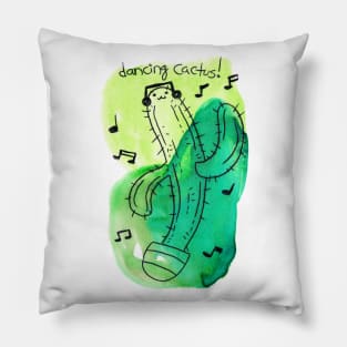 Watercolor Dancing Cactus Pillow