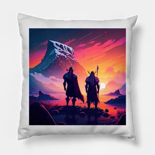 Valheim Vikings Watching the Sunset Pillow