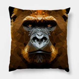 Triangle Gorilla - Abstract polygon animal face staring Pillow