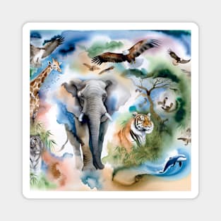 Whispers of the Wild: Exquisite Watercolor Wildlife Animal Magnet