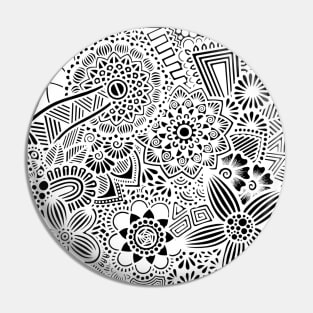 White Zentangle Pattern Pin