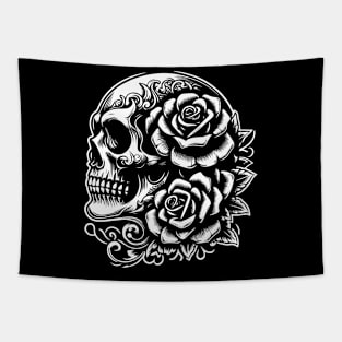 gothic skull with roses Tapestry