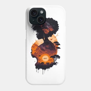 Hidden woman in African sunset Phone Case