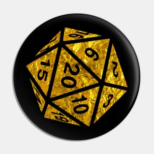 RPG Dice Shirt d20 | Golden Loot Design Gold Foil Pattern Pin
