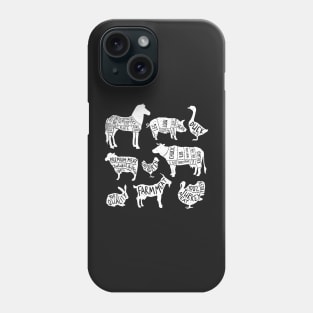 Farm Animals in Black and White Phone Case