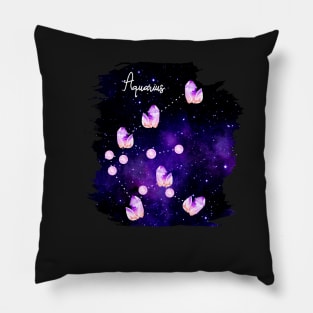 Aquarius Constellation made up of Amethyst Crystals - Birthstones and Star Signs Pillow