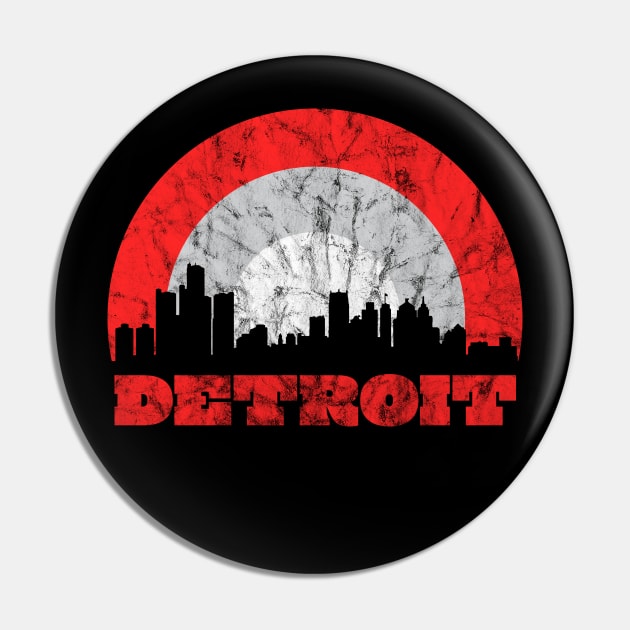 Detroit Vintage Sunrise - Hockey Colors Pin by SchaubDesign