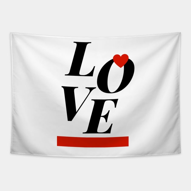 Love red heart and horizontal line black Tapestry by Jenmag