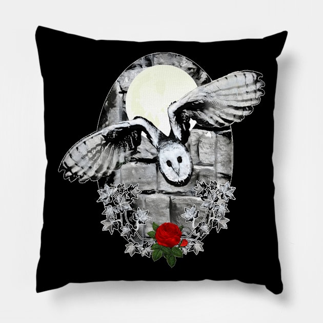 Flying Owl in the Moonlight Pillow by Nuletto