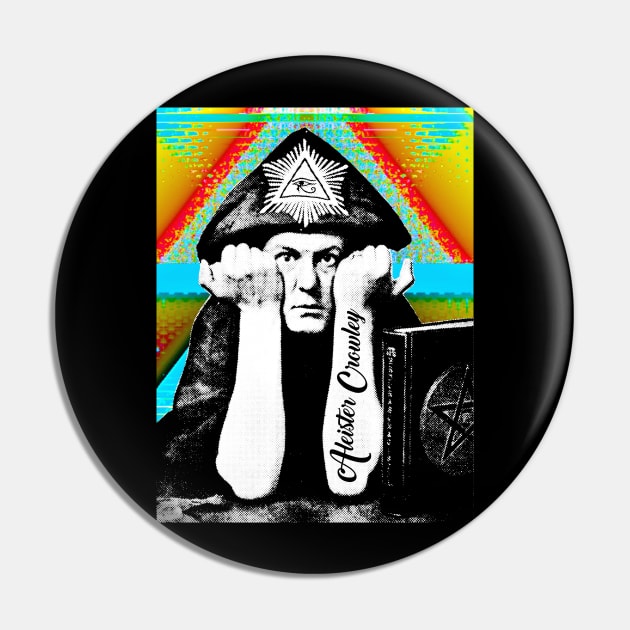 Aleister Crowley Psychedelic Art Print Design Pin by DankFutura