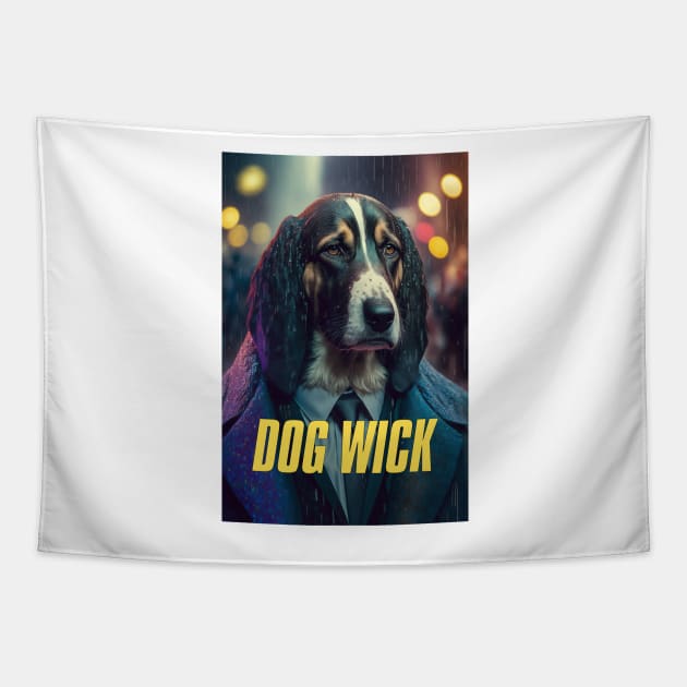 Dog Wick #2 with text Tapestry by aifuntime