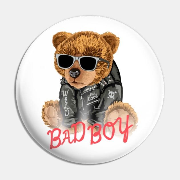 Bear design "Bad boy" Pin by Art Cloth Studio