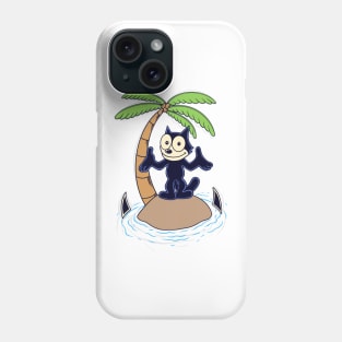 Felix stuck on a rock in the middle beach Phone Case