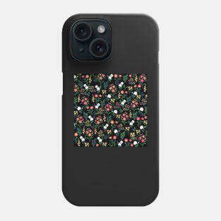 Pretty Watercolor Floral Botanical Black Pattern Phone Case