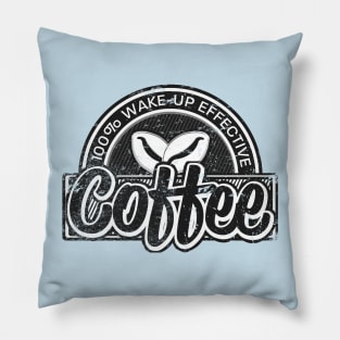 Coffee Lovers Distressed Retro Logo Pillow