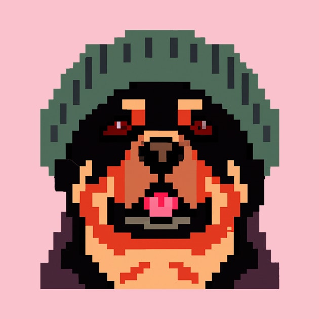 Rottweiler Pixel Art Dog Lover Puppy by BetterManufaktur